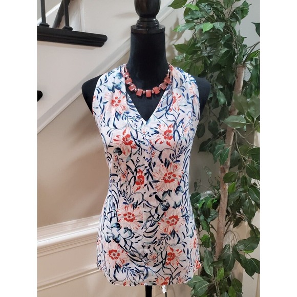 Cabi Women's White Floral 100% Polyester V-Neck Sleeveless Casual Top Blouse S - Picture 12 of 12